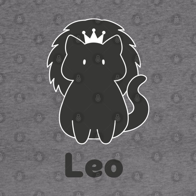 Leo Cat Zodiac Sign with Text (Black and White) by artdorable